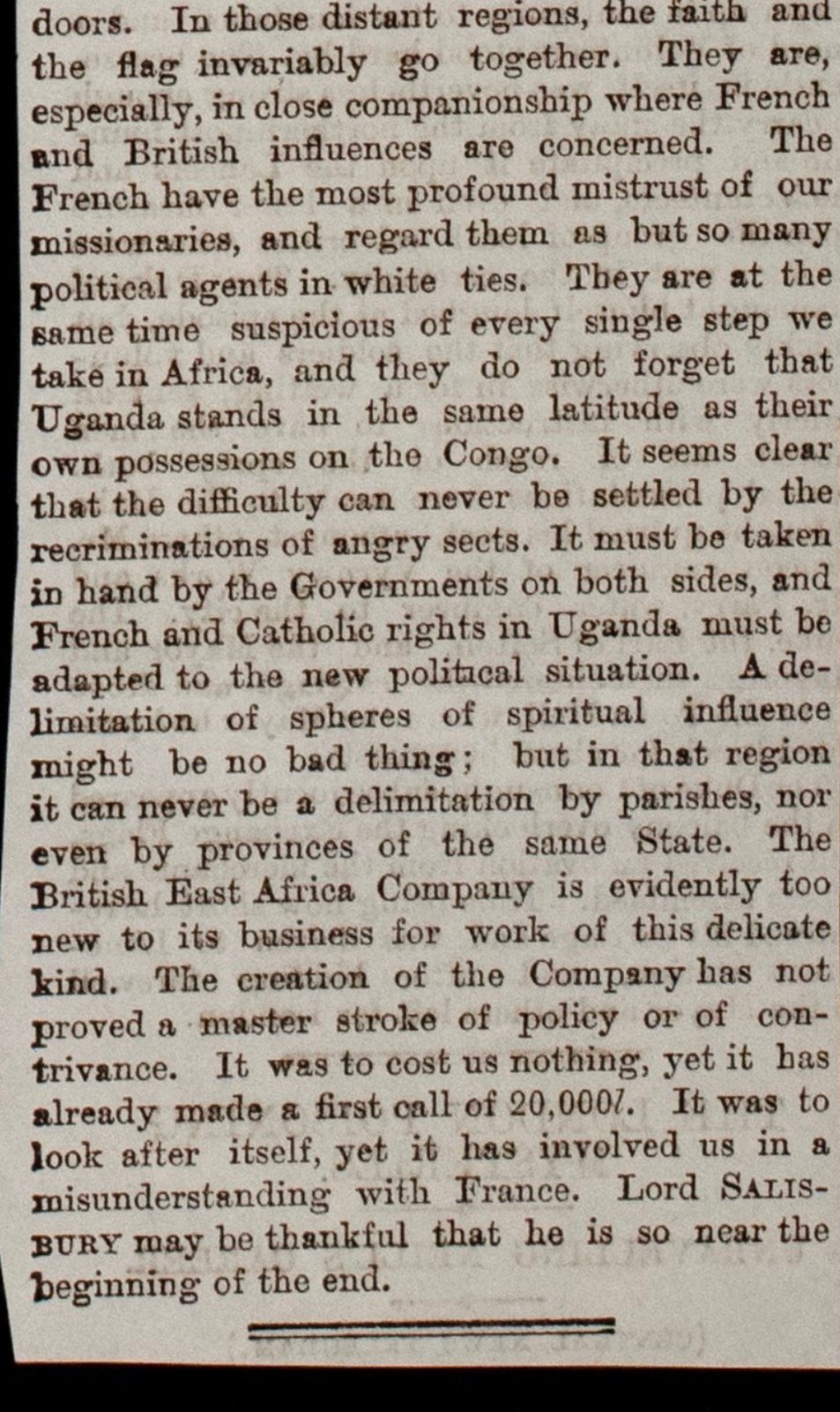 Newspaper column beginning: In those distant regions, the faith and the flag invariably go together.